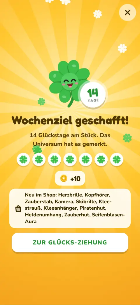 Wochen-Feier: Wochenziel geschafft